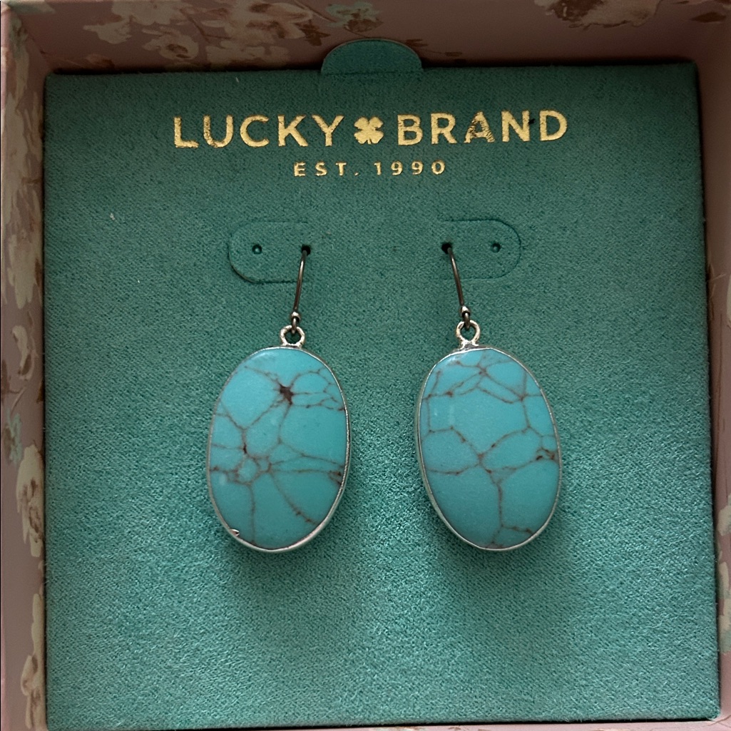 Lucky Brand Aqua Oval Earrings